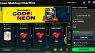 Snippet showing all rounds and rewards in Code Neon Icon Making Charlton event in EA FC Mobile (Image via EA Sports)